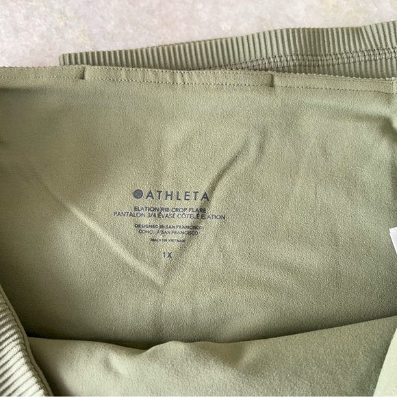 NWOT Athleta Elation Rib Crop Flare Size Plus 1X Eucalyptus Olive Leggings Pants - Picture 6 of 10